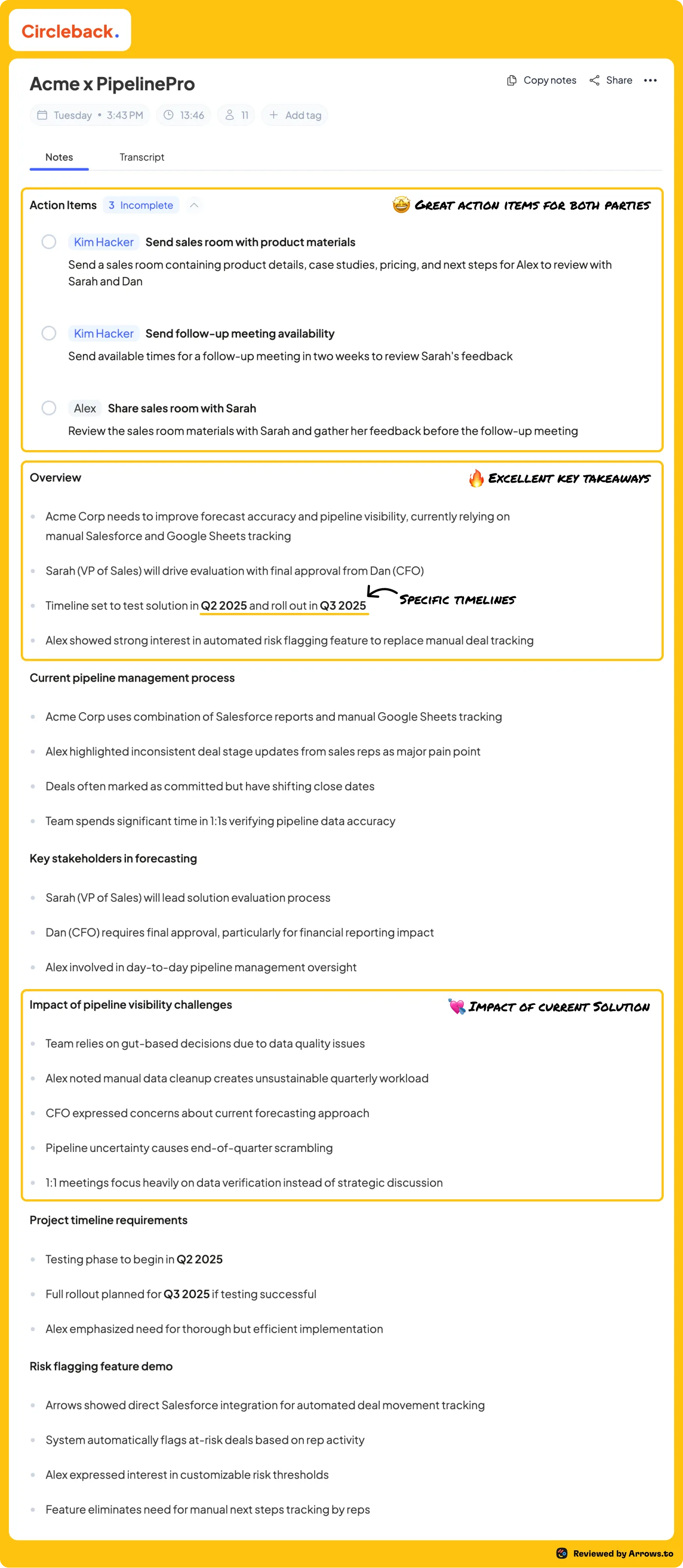 Full notes from Circleback