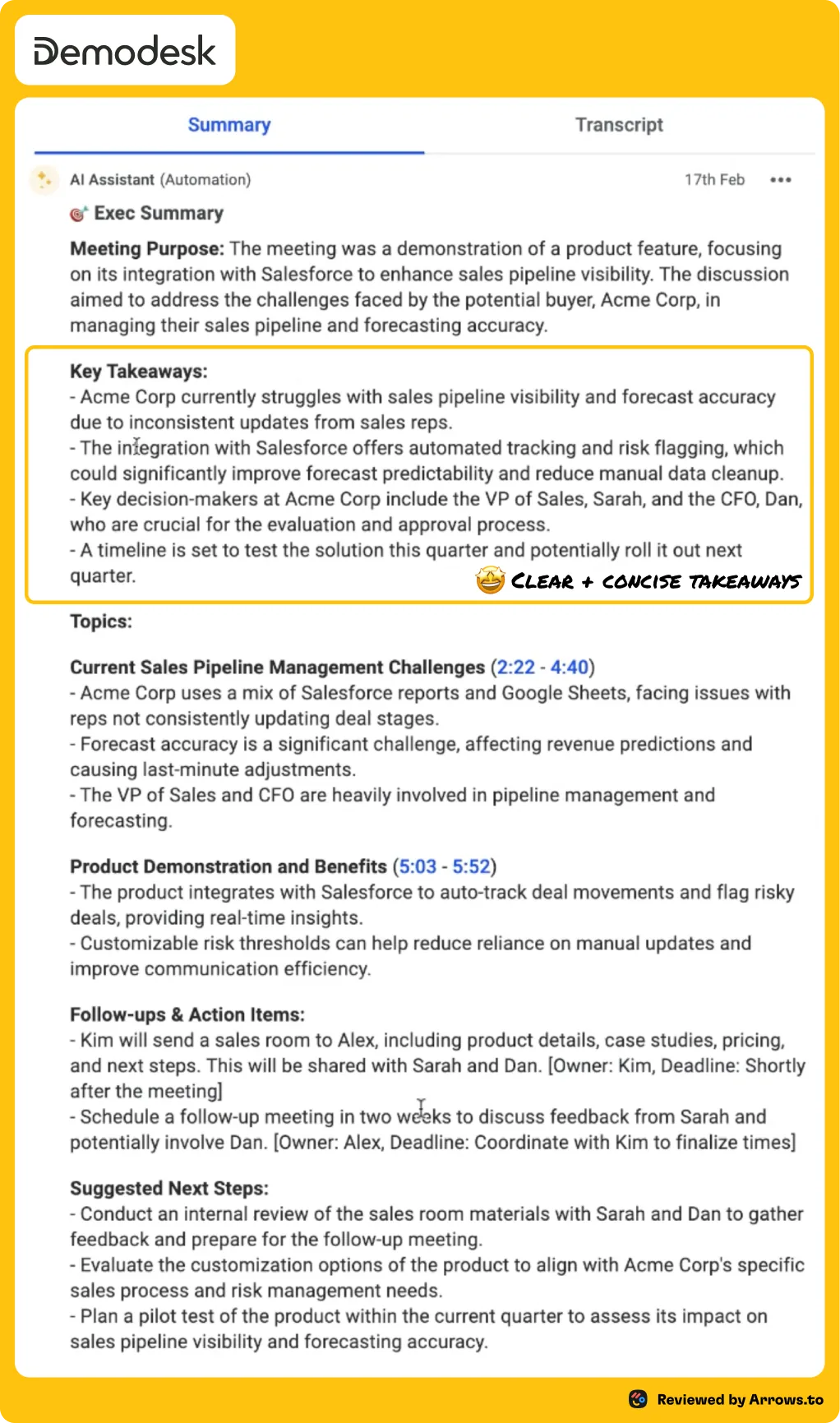 Full notes from Demodesk