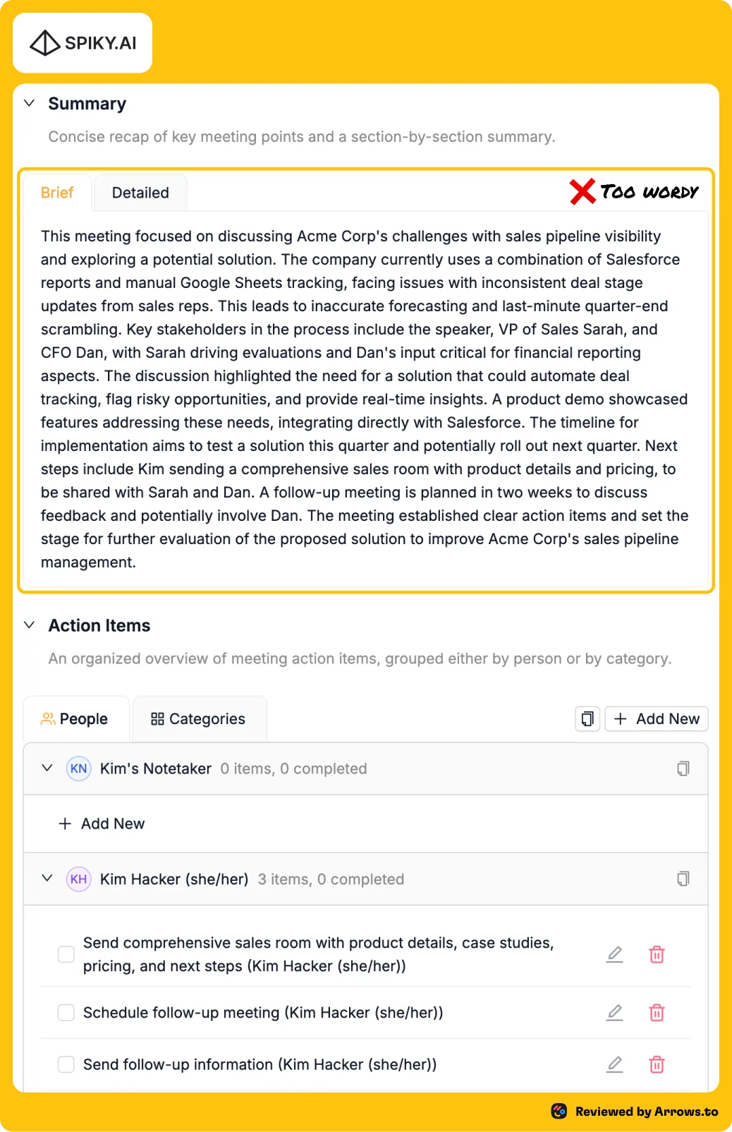 Full notes from Spiky