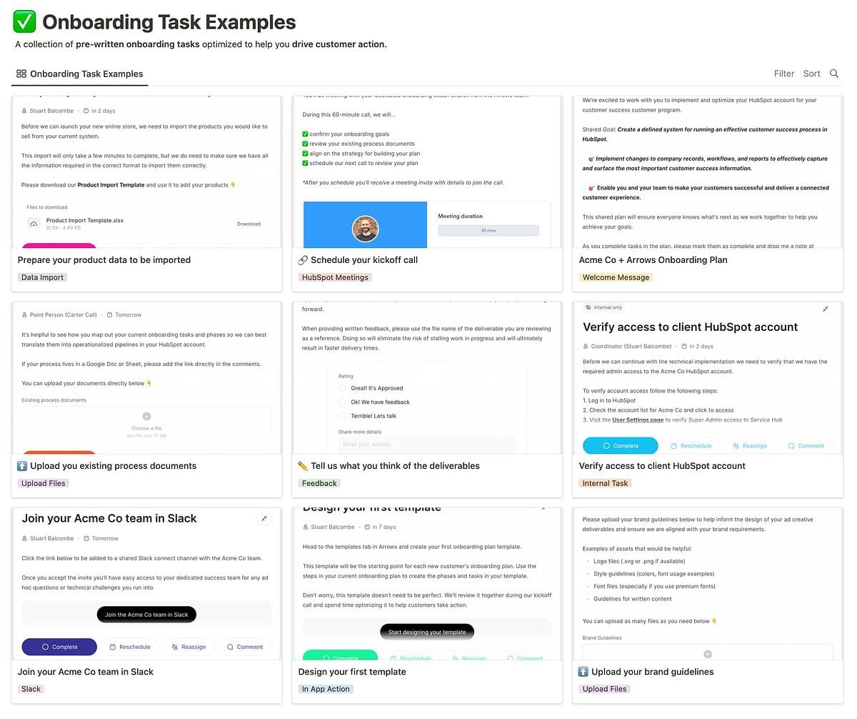 Onboarding Task Examples