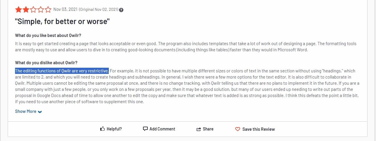 qwilr review