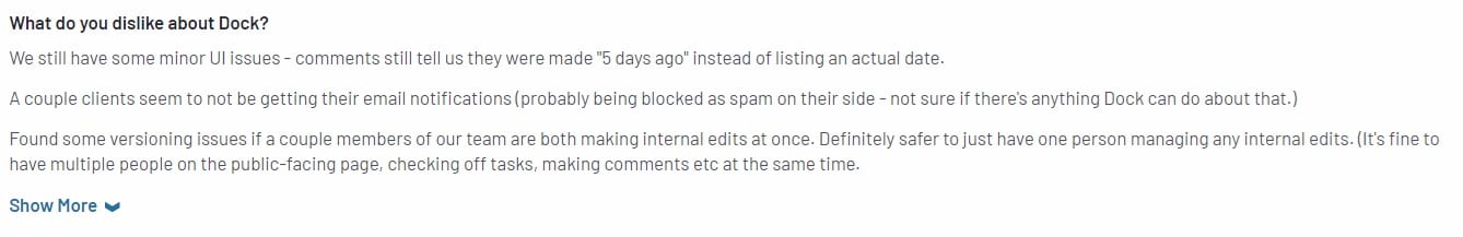 complaint 1 about dock