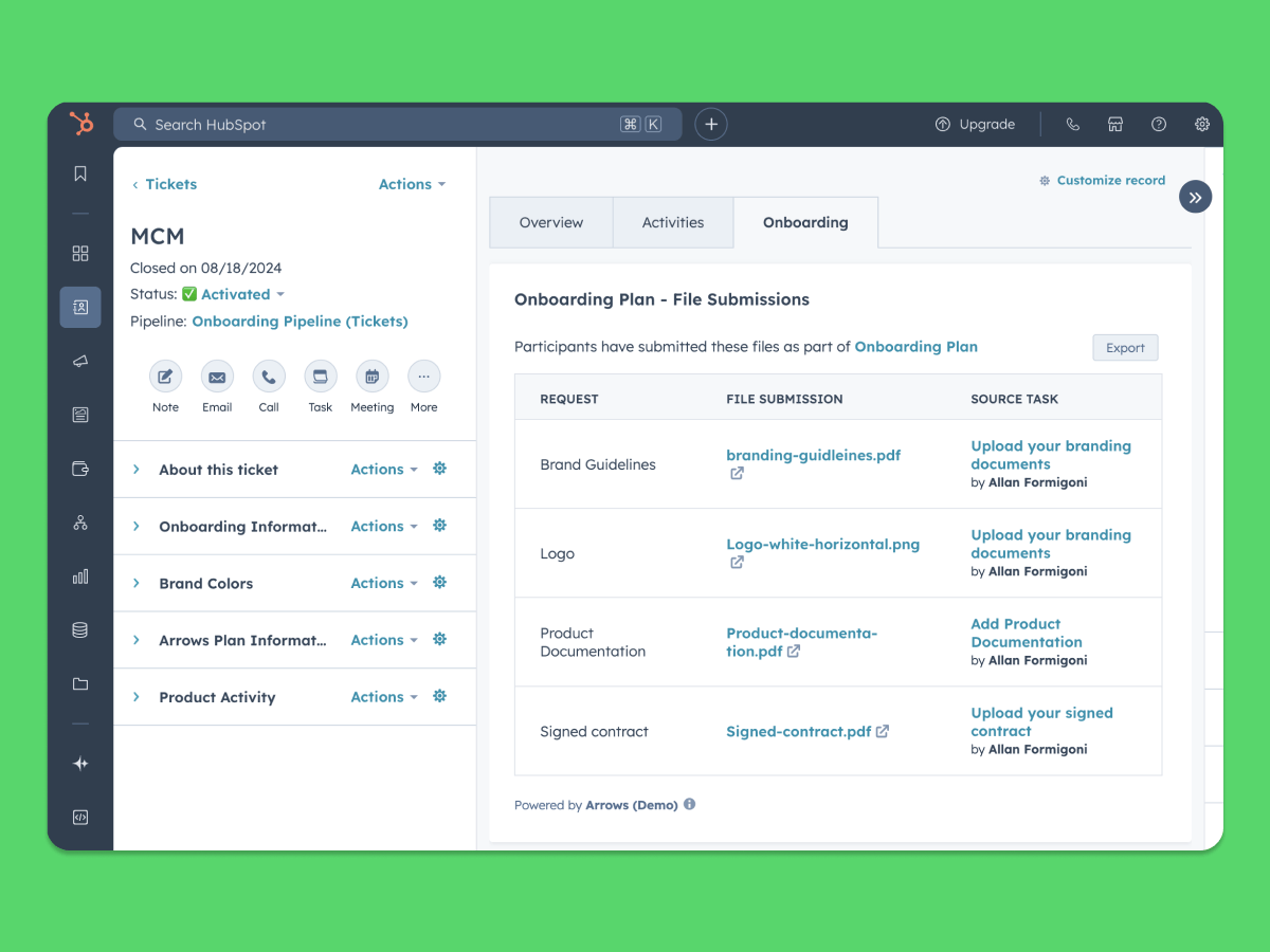 arrows hubspot integration