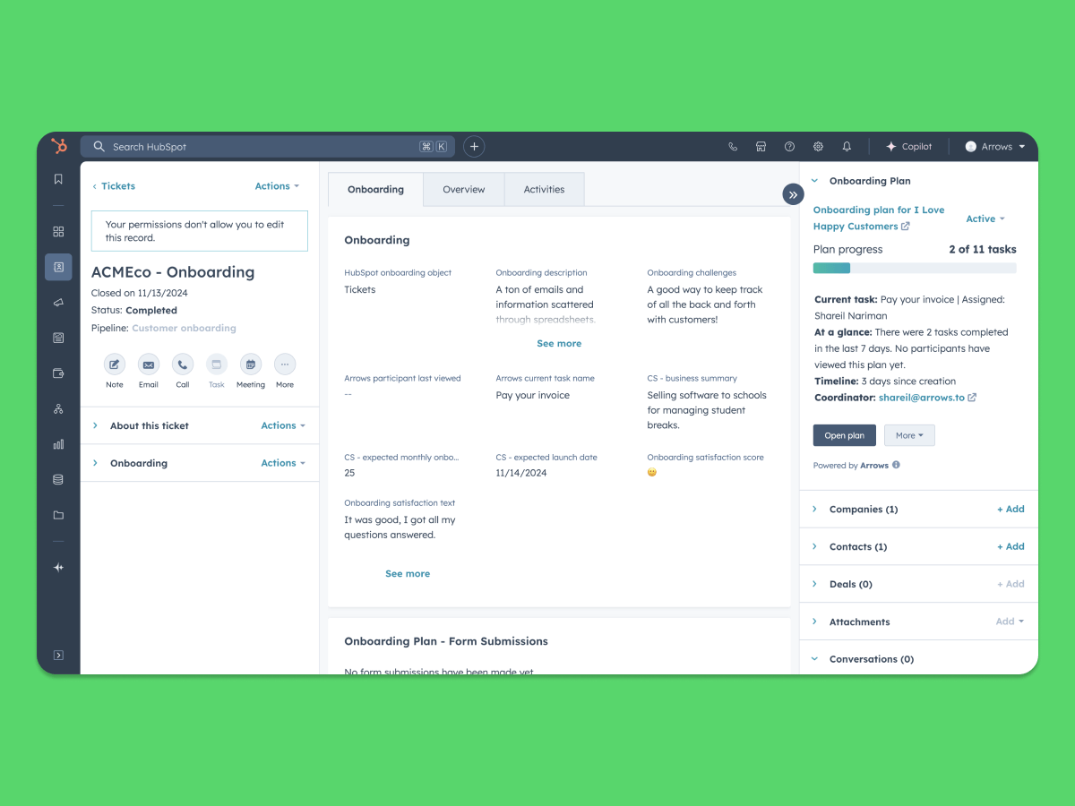 arrows hubspot integration