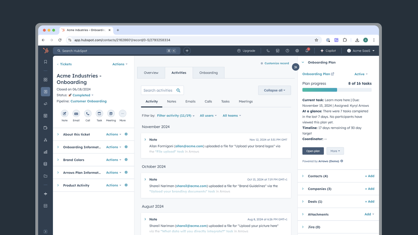 arrows onboarding plans
