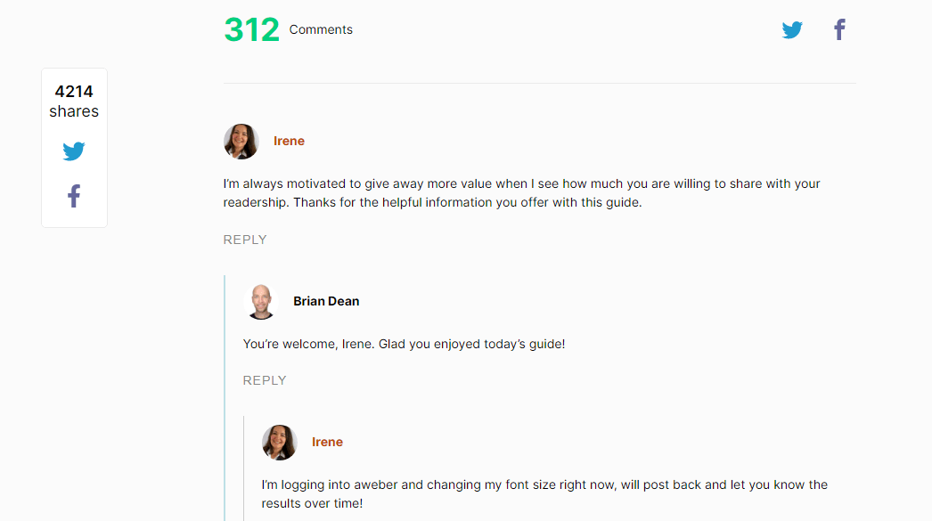 Backlinko’s comment section.