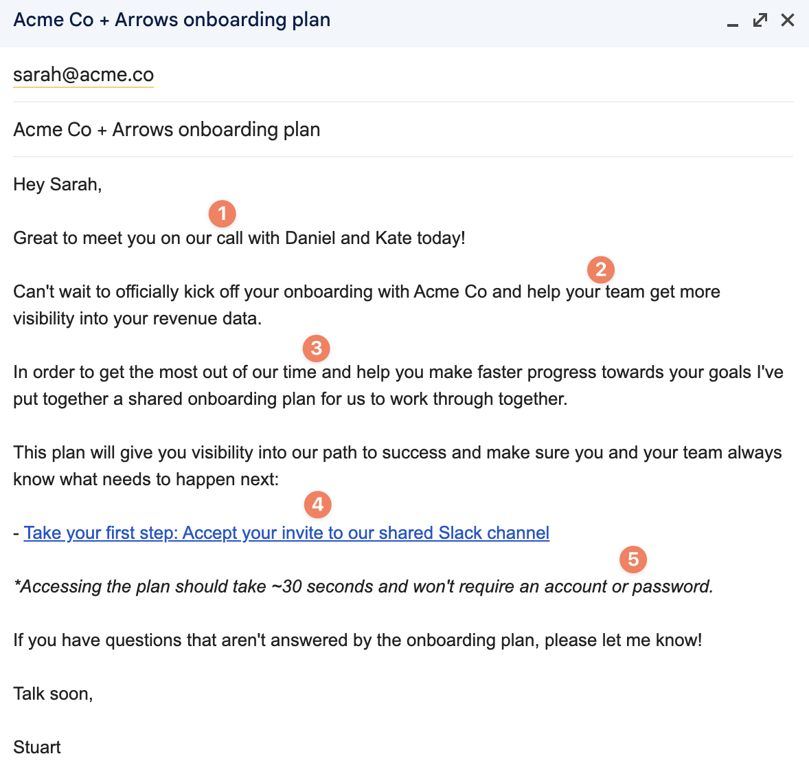 Email to introduce onboarding