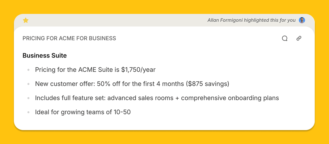 sales room pricing block