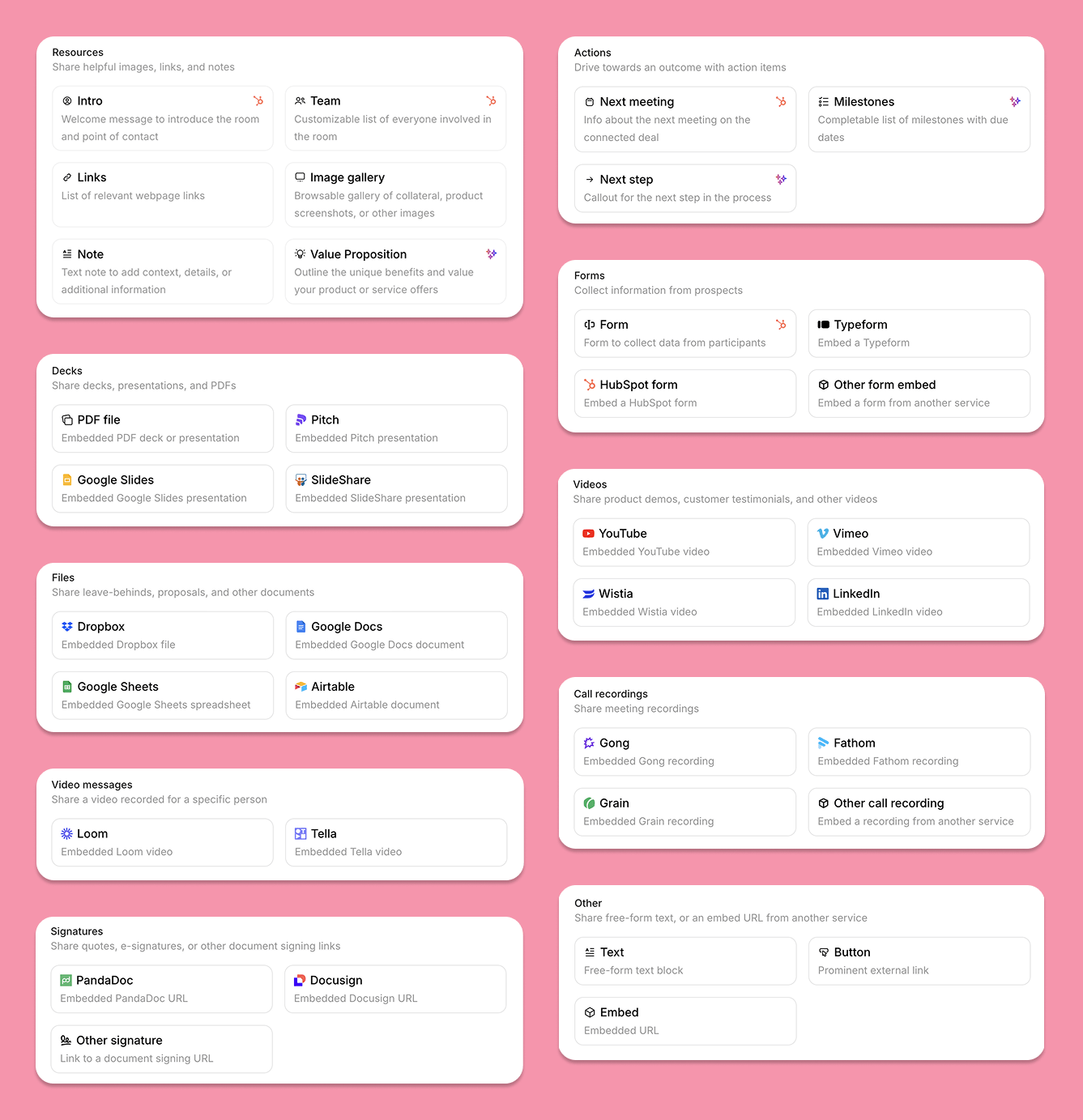 sales rooms content types